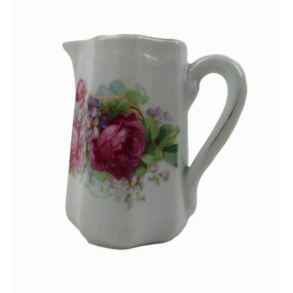 Greiner Herda Bavarian Creamer Small Pitcher Germany Pink Roses Porcelain 8oz - Picture 7 of 10